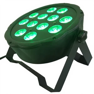 Plastic Housing 12*8W RGBW 4-in-1 Flat LED Par Can Spotlights DMX512 Control Adjustable Beam Angle for Wedding Stage Party Bar