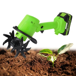 VERTAK 21V Handheld Portable Cordless Mini Tiller Battery Operated Soil Loosening Tools Electric Cultivator for Garden
