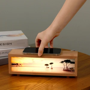 Wireless Charging Night Light LED Atmosphere Table Lamp with Dimmable Bedside Decor Creative Gift for Bedroom Office