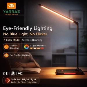 Multifunctional Eye Protection No Blue Light Usb Charging Port Study Led Desk Lamp 6 Mode Color Luxury Reading Table Lamp