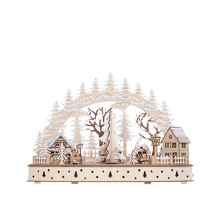 45cm Semicircular Arch Bridge Shape LED Christmas Wooden Village Bridge Light Decoration