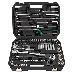 Automotive repair socket set, automotive repair sleeve combination, complete set of car repair ratchet wrench tools.
