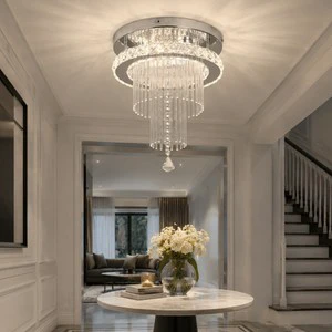 Modern Luxury Chrome Indoor K9 Crystal Ceiling Led Classic Chandeliers Pendant Lights for Indoor Decoration