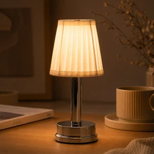 Nordic Modern Creative Rechargeable LED Table Lamp Fabric Shade Soft Ambient Light For Bedroom Living Room Home Bedside Decor