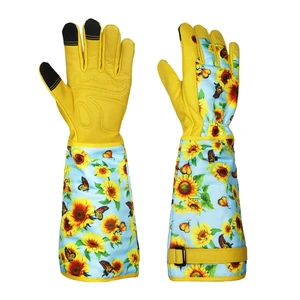 Long Forearm Leather Palm Waterproof Rose Flower Pruning Protection Cactus Shrubs and Hedges Cutting Gardening Gauntlet Gloves