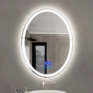 Oval Shape Frameless Waterproof Wall LED Smart Bathroom Mirror With Dimmable Light