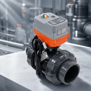Radiant Electric Double Union Ball Valve DN50 Water OEM PVC PN10 Medium Temperature