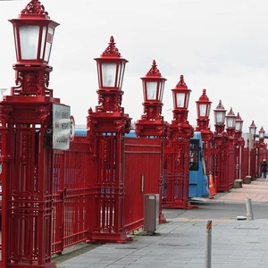 Red Square Column Pillar Lamp for Landscape Street Park Garden Lighting for Holiday Decorations Cast Aluminium Post Top Lamp