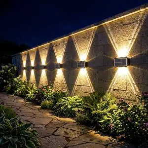 Solar Wall Light IP65 Waterproof Outdoor LED Lamp Dusk to Dawn No Wiring Garden Villa Hotel Facade Lighting