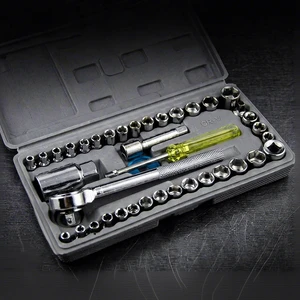 Professional 40PCS Socket Wrench Set Automotive Mechanic Hand Tool Kit for Emergency Car Repair Tool Box Set
