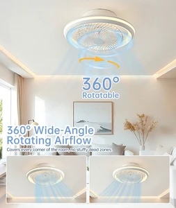 OEM Factory Fan Light LED Remote Control Smart Modern Chandelier LED Dimming Ceiling Fan Light 7 Blades DC Motor Bedroom 6-Speed