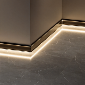 Aluminum LED Skirting Board Side-lit Baseboard Light Channel With LED Strip Recessed Floor Trim
