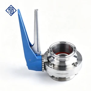 SS304 SS316L Sanitary Tri-Clamp Butterfly Valve with Duckbill Handle