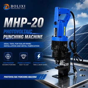 BOLIXI MHP-20 Electric Hydraulic Hole Punching Machine 1300W 10T 220V/110V Carbon Steel/Alloy Steel Angle Iron Puncher for Solar