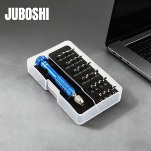 JUBOSHI 26-in-1 Magnetic Screwdriver Set Nickel Plated Aluminum Handle Steel Precision Bits Mobile Phone/Glasses Repair DIY Home