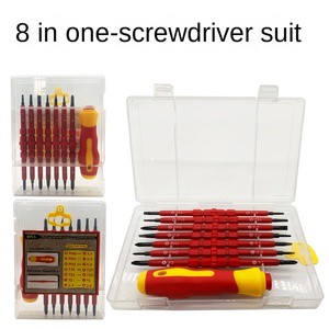 8 In 1 Insulated Electrician Screwdriver Set With Steel Bits Phillips Head Zinc Finish Plastic Handle