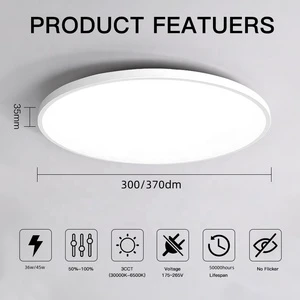 Indoor Ceiling Light Waterproof 36W 45W Modern Home Circular Ultra-thin Easy to Install Living Room Lighting LED Ceiling Lamp