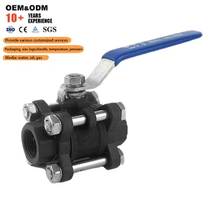 Industrial Grade WCB Carbon Steel Three-Piece Manual Operated OEM Ball Valve Female Threaded Connection for Water Welding