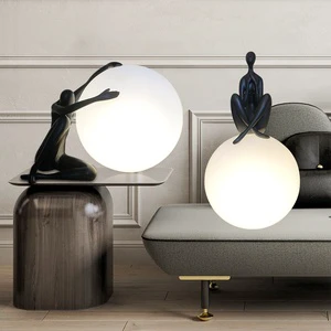 Nordic Creative Lights and Lighting Home Living Room Bedroom Bedside Desk Lamp Round Ball Sculpture Table Lamp