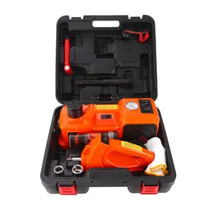 12V Electric Scissor Jack with Hydraulic Impact Wrench Car Repair Tool for Lifting Aluminum Steel Material 5 Ton Capacity Black