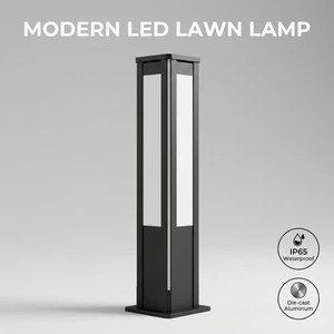 Modern Outdoor Waterproof IP65 Aluminum LED Garden Lawn Lamp Square Bollard Light 4100K Neutral White 5-Year Warranty for Villa