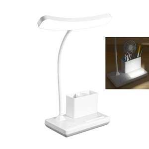 Table Lamp with Small Night Light with Pen Holder Rechargeable Wireless Flexible Neck Bedside Study Lamp Dormitory Table Lamp