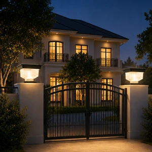 Modern Waterproof Solar Pillar Light Outdoor LED Gate Post Lamp for Villa Fence Column Garden Wall Lighting