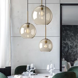 Nordic Style Small Glass Ball AC Ceiling Light Luxury Single Head Lampshade Dining Restaurant Bar Shop Hotel Modern Art Lighting