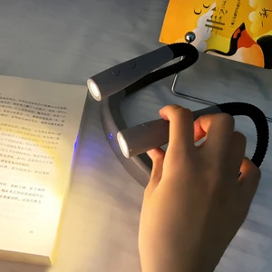 LED Portable Hanging Flexible Soft Silicone Arms Neck Reading Lamp Rechargeable 3 Colors Book Lights Eye Protection Desk Lamps