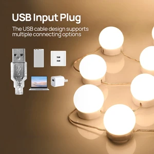 USB Style Led Vanity Mirror Light Bulbs Dimmable 3 Colors Makeup Mirror Lamp