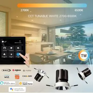 Smart Downlights Led Dimmable Zigbee Tuya Matter Downlight Ceiling Lighting Dali Wifi Control RGBW Smart Led Recessed Downlight