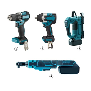Tool Sets 18V Cordless Brushless Power Tools 4PCS Combo Kit Heavy Duty Impact Wrench & Drill Complete Set