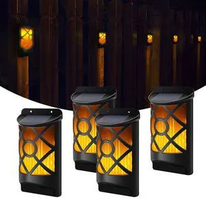 Waterproof 96LED Solar Wall Lamp Outside LED Solar Flickering Flame Torch Lights Outdoor Solar Wall Light