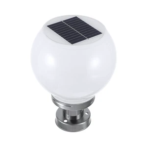 Round Ball Solar Pillar Lights Outdoor Fence Post Solar Garden Lights Solar Energy Gate Post Lamp 20/25/30/35/50cm