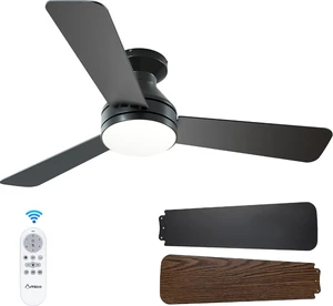 Factory Direct Straight Blade Ceiling Fan With Light, 42/52 Inches Remote/APP Control Fan Lamp, Plug-in Blades for Living Room