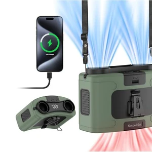 Socool Fan 20000mAh USB Neck Portable Outdoor Camping Rechargeable Waist Clip Wearable Mini Fan Car & Hotel Use Spanish
