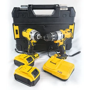 Factory Direct Sales 2-in-1 Brushless Power Tool Set, Lithium Drill Wrench Set with Hard Shell, OEM Customizable Tool Sets