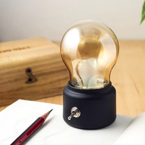 Warm Retro Bulb Night Light Mini Rechargeable Bulb Lamp LED Bedside Lamp Reading Small Table Lamp Desktop Ornament