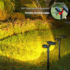 New Solar Powered LED Lawn Lamp Outdoor Courtyard Decoration Ground Insert Yard Road Lighting Adjustable Spotlight