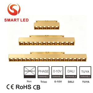 20mm DALI Commercial Project Magnet Linear Rail Lighting System Ceiling Magnetic Track Grille Spots Flood Light Mall Office High