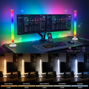 Smart RGBIC Gaming Desk Light Bar Music Sync App Control USB Powered Ambient LED Lamp for PC Gaming Room Decor