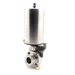 Vertical Stainless Steel Cylinder Sanitary Butterfly Valve With Limit Switches SS304 SS316L TC Butterfly Valve With Proximity