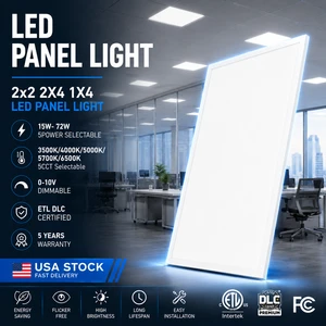 US Stock ETL DLC Premium Dimmable 1X4 2X2 2X4 5CCT Adjustable Back-lit Flat Led Panel Light For US Market