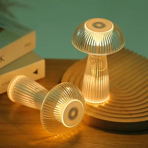 New Arrival Small Night Light Colorful Transparent Mushroom Table Lamp for Home Decoration