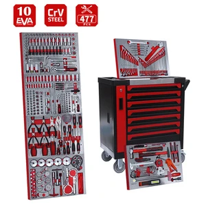 477 Pcs Automotive Hand Tools Professional 7 Drawers Workshop Roller Tool Set Box Garage Tool Cart Cabinet
