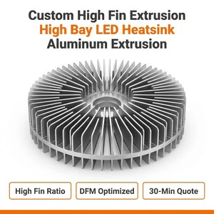 High Precision CNC Machining High Fin Ratio High Bay LED Heatsink Aluminum Extrusion