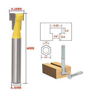 2pcs T Slot Router Bit Set 1/4 Inch Shank-3/8 & 1/2 Inch Blade Diameter Woodworking Tool Model T00177 Made in Mainland China