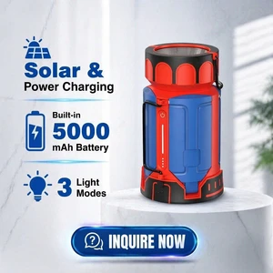 Built-in 5000mAh Adjustable Brightness LED Work Lights Rechargeable Waterproof Telescopic Camping Lantern with 3 Light Modes