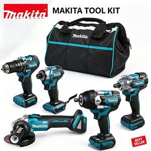 Industrial Grade Makita Brushless Electric Tool Five Piece Set, Matching Storage Tool Kit, Construction Woodworking Set