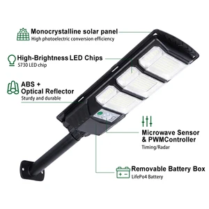 New Design ABS IP65 Energy Saving Integrated All in One Outdoor LED Solar Street Lamp Street Light With Solar Panel